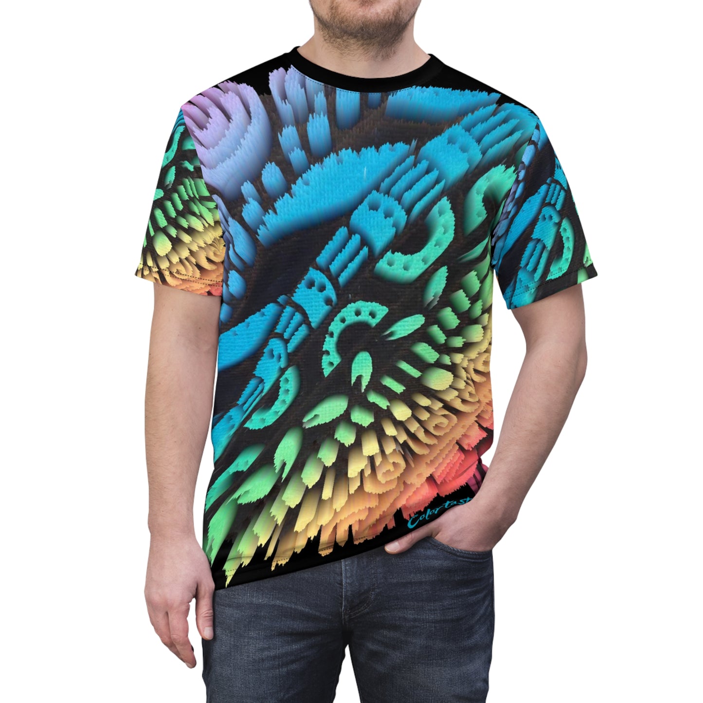 3D Rainbow Gradient Zendoodle Unisex Cut & Sew Tee Shirt