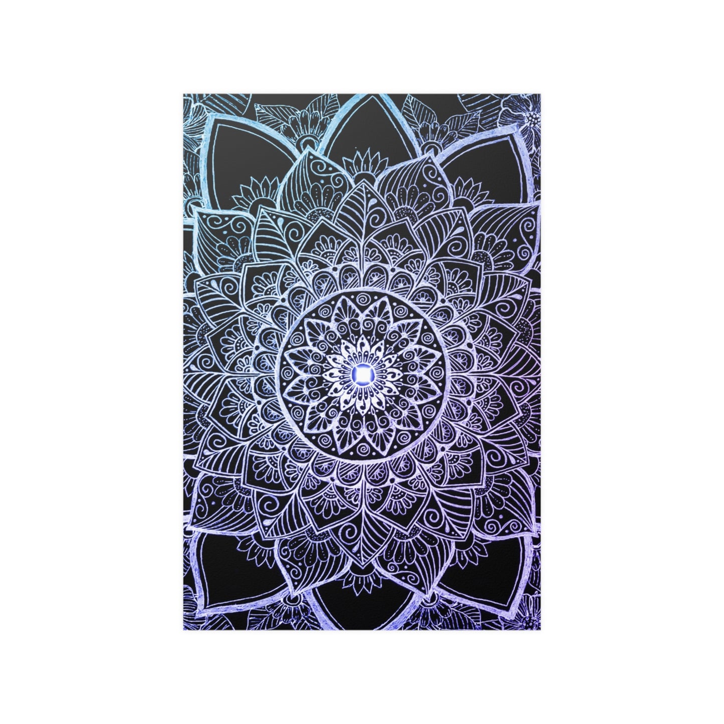 Satin Poster Hand drawn Floral Mandala Light Blue Violet Purple art print
