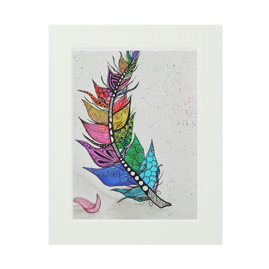 Zendoodle Feather Fine Art Print (Passepartout Paper Frame)