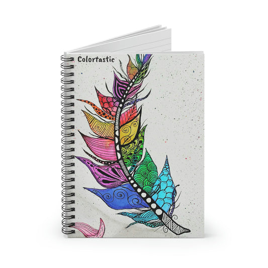 Zendoodle Feather Spiral Notebook- Ruled Line
